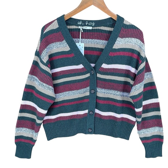 Marine Layer Robin Merino Wool Blend Multi Stripe Crop Cardigan
